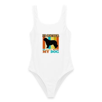 Katalanische Schäferhündin Hundeliebhaber Silhouette Retro Sonnenuntergang - Frauen Badeanzug - Weiß - Vorne - AI Model Female 172 dark (172cm)