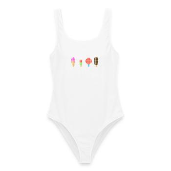 Pixel Eis - Retro Eiscreme - Frauen Badeanzug - Weiß - Vorne - AI Model Female 172 dark (172cm)