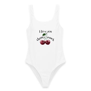 I love you Cherry much - Verliebte Kirschen - Frauen Badeanzug - Weiß - Vorne - AI Model Female 172 dark (172cm)