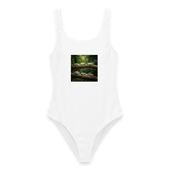 Meeresrauschen Naturkulisse T-Shirt - Frauen Badeanzug - Weiß - Vorne - AI Model Female 172 dark (172cm)