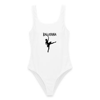 Ballerina Tänzerin - Frauen Badeanzug - Weiß - Vorne - AI Model Female 172 dark (172cm)