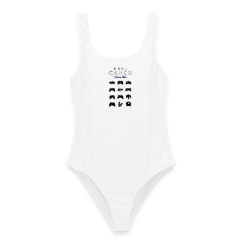 echte Spieler für den wahren Gamer - Frauen Badeanzug - Weiß - Vorne - AI Model Female 172 dark (172cm)