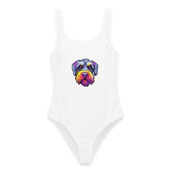 Standard Schnauzer Hunderasse Cartoon Kawaii Illust - Frauen Badeanzug - Weiß - Vorne - AI Model Female 172 dark (172cm)
