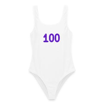 100. 100 JAHRE. 100-JÄHRIGES JUBILÄUM. 100. GEBURTSTAG - Frauen Badeanzug - Weiß - Vorne - AI Model Female 172 dark (172cm)