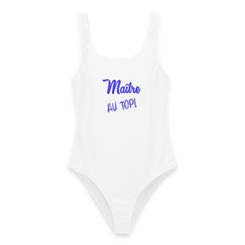 MASTER. MASTER. HUMOR - Women's Swimsuit - white - Front - AI Model Female 172 dark (172cm)