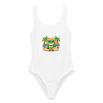 Frog Funny Cartoon Summer Beach Sunglasses - Women's Swimsuit - white - Front - AI Model Female 172 dark (172cm)