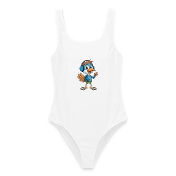 Ostrich Funny Cartoon Character Headphone Music - Women's Swimsuit - white - Front - AI Model Female 172 dark (172cm)