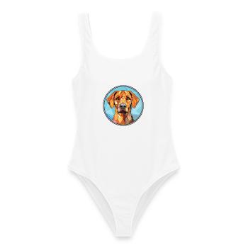 Rhodesian Ridgeback Hund Buntes Aquarell Haustier - Frauen Badeanzug - Weiß - Vorne - AI Model Female 172 dark (172cm)
