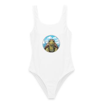 Schildkröte Aquarell Karikatur Kawaii Haustier Tier Farbe - Frauen Badeanzug - Weiß - Vorne - AI Model Female 172 dark (172cm)