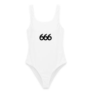 666 Symbol Zahl Böse Teufel - Frauen Badeanzug - Weiß - Vorne - AI Model Female 172 dark (172cm)
