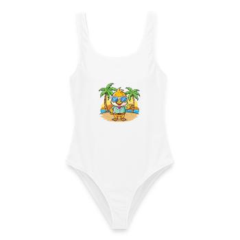Ente Lustige Cartoon Sommer Strand Sonnenbrille - Frauen Badeanzug - Weiß - Vorne - AI Model Female 172 dark (172cm)