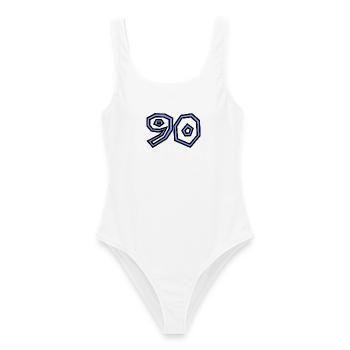 90 - Women's Swimsuit - white - Front - AI Model Female 172 dark (172cm)