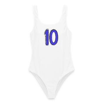 10. 10 ANS. 10e ANNIVERSAIRE. ANNIVERSAIRE 10 ANS. - Maillot de bain femme - blanc - Devant - AI Model Female 172 dark (172cm)