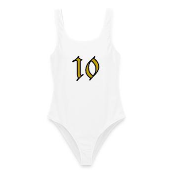 10. 10 ANS. 10e ANNIVERSAIRE. ANNIVERSAIRE 10 ANS. - Maillot de bain femme - blanc - Devant - AI Model Female 172 dark (172cm)