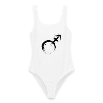 Transgender Männliche Androgynie Venus- und Mars - Frauen Badeanzug - Weiß - Vorne - AI Model Female 172 dark (172cm)
