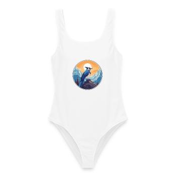 Blauer Eichelhäher Aquarell Karikatur Kawaii Haustier Tier Colo - Frauen Badeanzug - Weiß - Vorne - AI Model Female 172 dark (172cm)