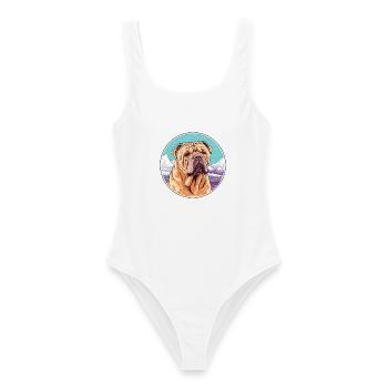 Chinesische Shar Pei Hunderasse Karikatur Kawaii Watercol - Frauen Badeanzug - Weiß - Vorne - AI Model Female 172 dark (172cm)