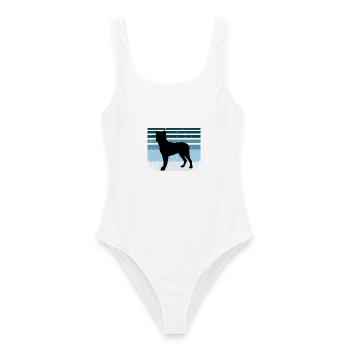 Cao Fila De Seo Miguel Hund Silhouette Retro Sonnenuntergang - Frauen Badeanzug - Weiß - Vorne - AI Model Female 172 dark (172cm)