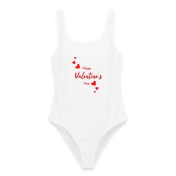 Happy Valentine - Frauen Badeanzug - Weiß - Vorne - AI Model Female 172 dark (172cm)