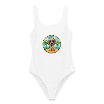 Spanisch Wasser Hund Rasse Cartoon Sonnenbrille Strand - Frauen Badeanzug - Weiß - Vorne - AI Model Female 172 dark (172cm)