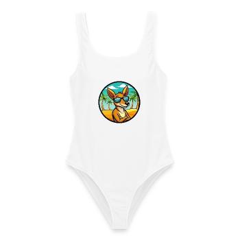 Känguru Lustige Cartoon Sommer Strand Sonnenbrille - Frauen Badeanzug - Weiß - Vorne - AI Model Female 172 dark (172cm)