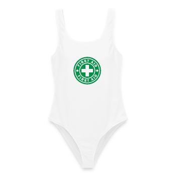 First Aid Medical Cross Safety Sign Vector Icon - Women's Swimsuit - white - Front - AI Model Female 172 dark (172cm)