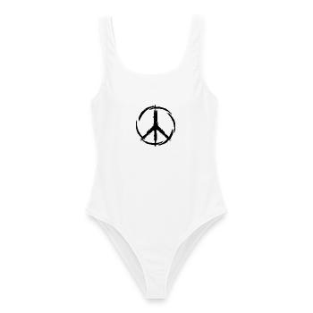 Peace Symbol Frieden - Frauen Badeanzug - Weiß - Vorne - AI Model Female 172 dark (172cm)