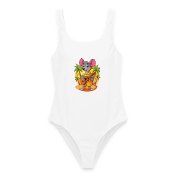Drôle de Rat Lunettes de soleil de plage d’été hawaïen - Maillot de bain femme - blanc - Devant - AI Model Female 172 dark (172cm)