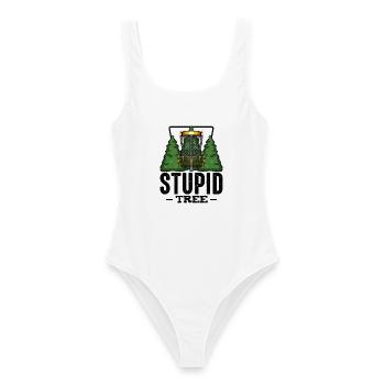 Stupid Tree Disc Golf saying Frisbee gift - Women's Swimsuit - white - Front - AI Model Female 172 dark (172cm)