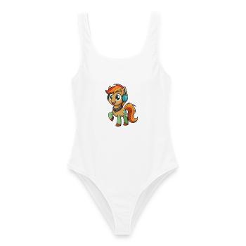 Pony Lustige Zeichentrickfigur Kopfhörer Musik - Frauen Badeanzug - Weiß - Vorne - AI Model Female 172 dark (172cm)