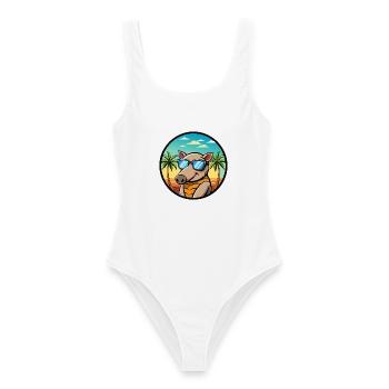 Tapir Funny Cartoon Summer Beach Sunglasses Cool - Women's Swimsuit - white - Front - AI Model Female 172 dark (172cm)