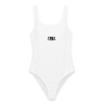 Free Palestine - Frauen Badeanzug - Weiß - Vorne - AI Model Female 172 dark (172cm)