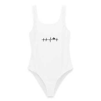 Herzschlag Gewichtheben - EKG Linie Fitness - Frauen Badeanzug - Weiß - Vorne - AI Model Female 172 dark (172cm)