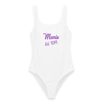 MAMA. OMA - Frauen Badeanzug - Weiß - Vorne - AI Model Female 172 dark (172cm)