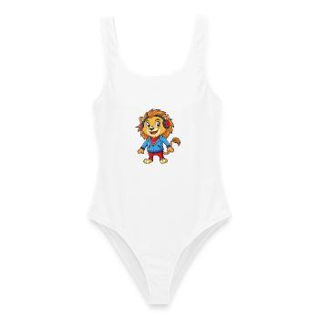 Lion Funny Cartoon Character Musique de casque - Maillot de bain femme - blanc - Devant - AI Model Female 172 dark (172cm)
