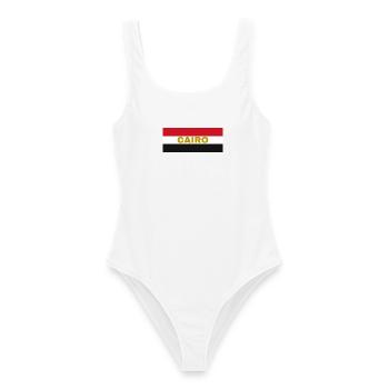 Kairo-Stadt in ägyptischen Flaggenfarben - Frauen Badeanzug - Weiß - Vorne - AI Model Female 172 dark (172cm)