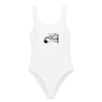 Music Scores Music Musician Sheet Music Sheet Notes - Women's Swimsuit - white - Front - AI Model Female 172 dark (172cm)