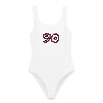 90. 90 ANS. 90e ANNIVERSAIRE. ANNIVERSAIRE 90 ANS. - Maillot de bain femme - blanc - Devant - AI Model Female 172 dark (172cm)