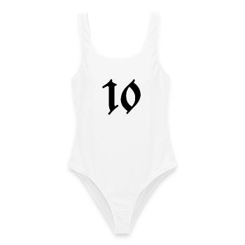10. 10 ANS. 10e ANNIVERSAIRE. ANNIVERSAIRE 10 ANS. - Maillot de bain femme - blanc - Devant - AI Model Female 172 dark (172cm)