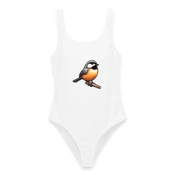 Chickadee-Karikatur-Kawaii-Aquarellillustration - Frauen Badeanzug - Weiß - Vorne - AI Model Female 172 dark (172cm)