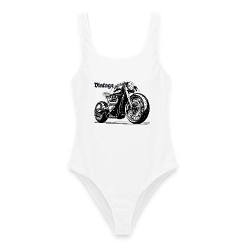 Motorrad Linienstil Cruiser - Frauen Badeanzug - Weiß - Vorne - AI Model Female 172 dark (172cm)
