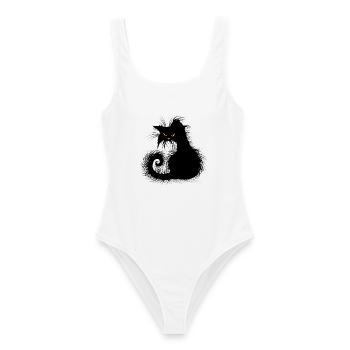Katze Strassenkatzen Kater schwarz böse krank - Frauen Badeanzug - Weiß - Vorne - AI Model Female 172 dark (172cm)