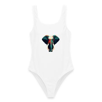 Éléphant Dessin Animé Personnage Animal De Compagnie Coloré - Maillot de bain femme - blanc - Devant - AI Model Female 172 dark (172cm)