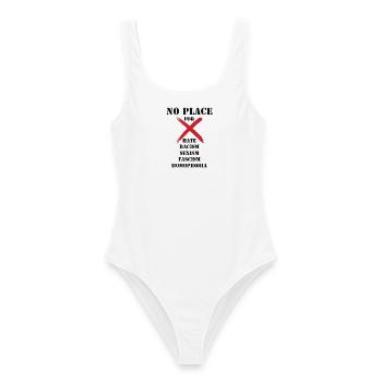 Kein Platz für Rassismus - Frauen Badeanzug - Weiß - Vorne - AI Model Female 172 dark (172cm)