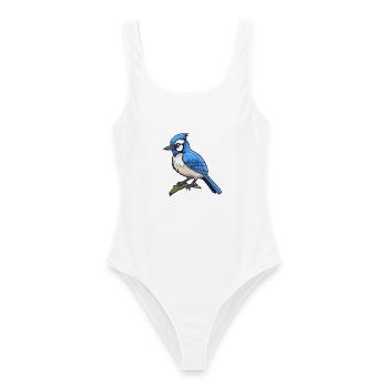 Blauer Eichelhäher Vogel Niedliche Karikatur Kawaii Aquarell Anima - Frauen Badeanzug - Weiß - Vorne - AI Model Female 172 dark (172cm)