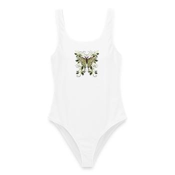 Schmetterling Motte Falter - Frauen Badeanzug - Weiß - Vorne - AI Model Female 172 dark (172cm)