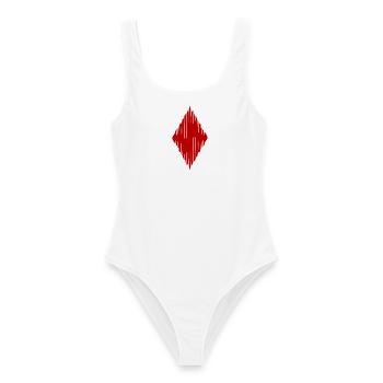 Karo Farbe Raute Rhombus - Frauen Badeanzug - Weiß - Vorne - AI Model Female 172 dark (172cm)