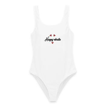 RETIREMENT. COLLEAGUE. RETIREMENT. RETIRED. RETIREMENT. - Women's Swimsuit - white - Front - AI Model Female 172 dark (172cm)