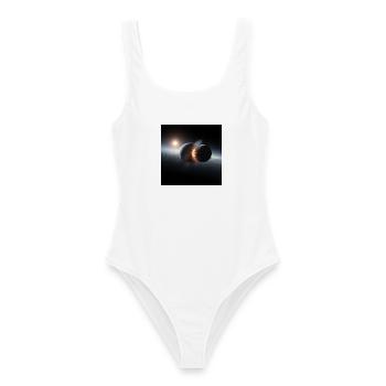 Kosmisches Eclipse Design - Frauen Badeanzug - Weiß - Vorne - AI Model Female 172 dark (172cm)