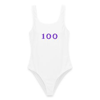 100. 100 JAHRE. 100-JÄHRIGES JUBILÄUM. 100. GEBURTSTAG - Frauen Badeanzug - Weiß - Vorne - AI Model Female 172 dark (172cm)